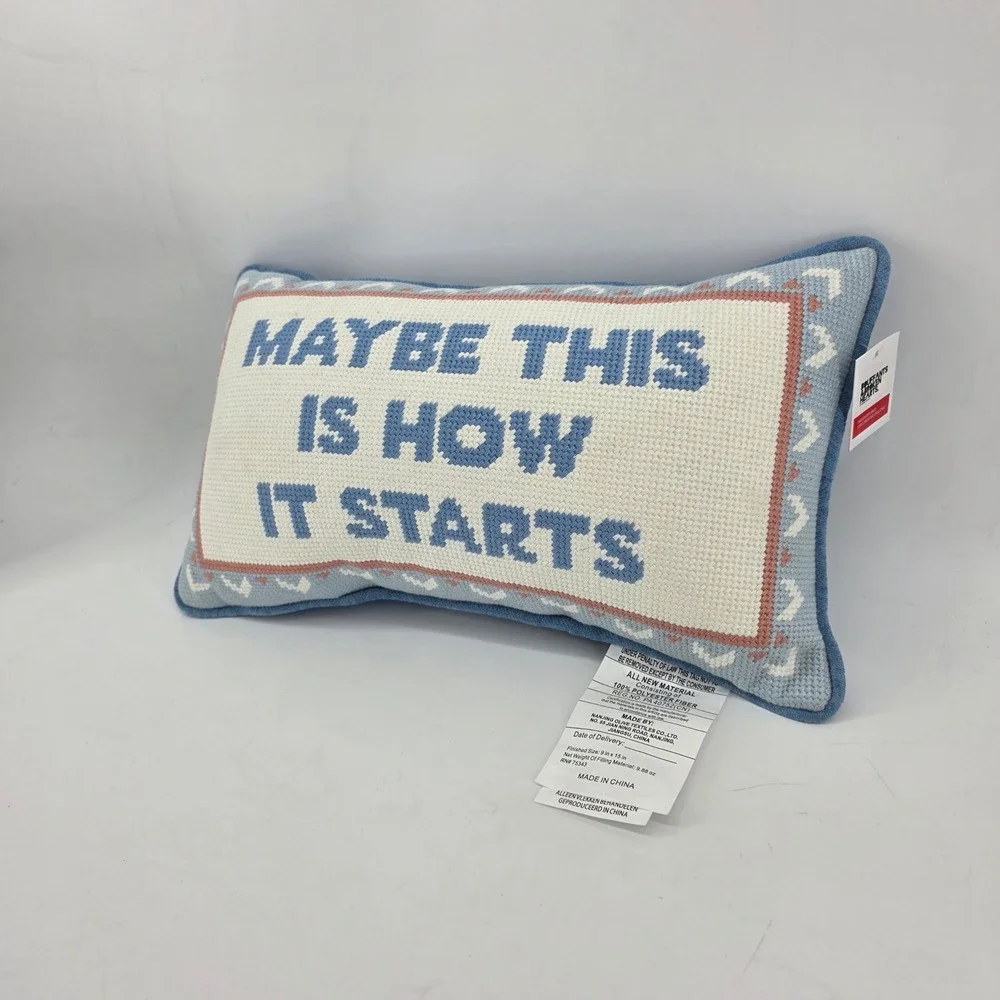 Bouffants & Broken Hearts Kendra Dandy Needlepoint Decorative Pillow Blue White